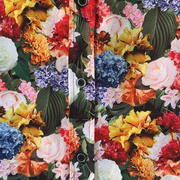 Fried Denim Men's Slim Fit Premium Collection Floral Button Up Shirt size Large - Picture 4 of 5